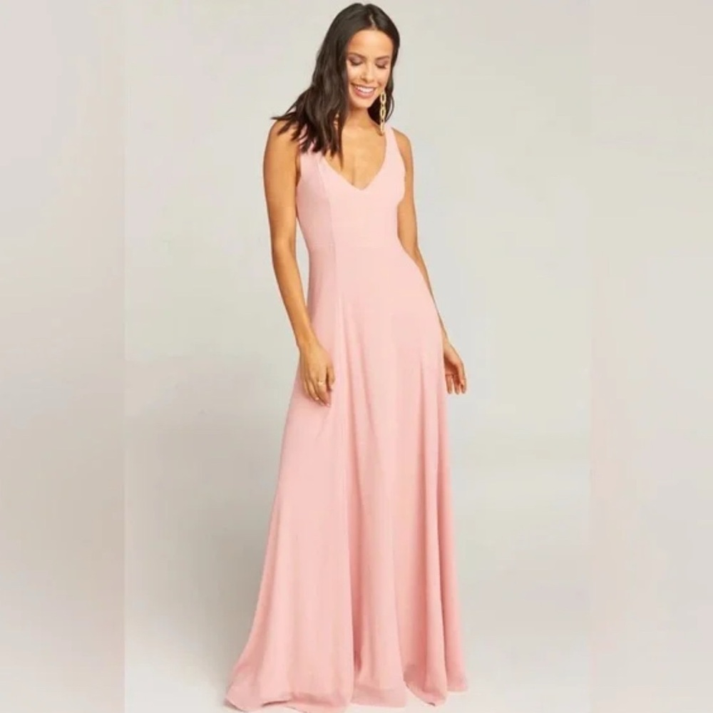Show Me Your MuMu Pink Peach Bridesmaid Gown XS Flowy Formal Maxi Dress Prom